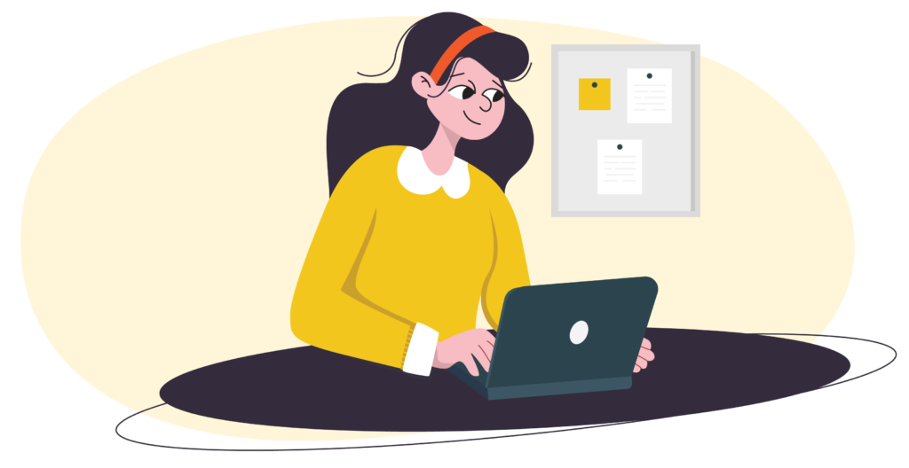 lady on a laptop graphic