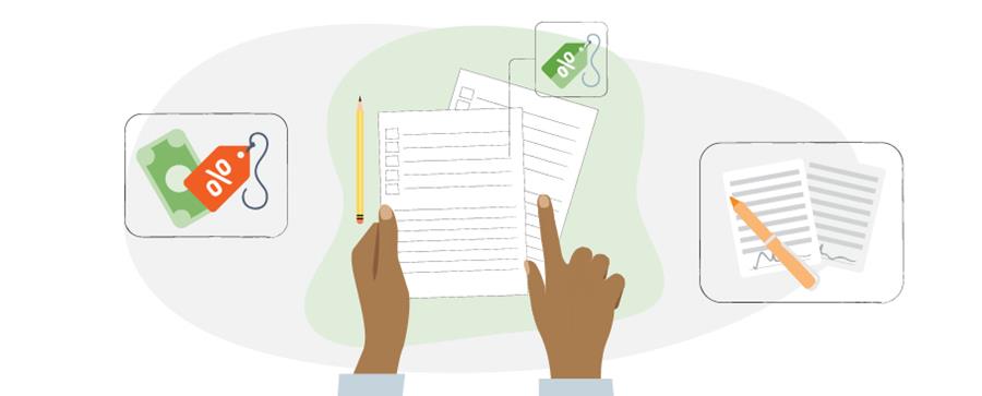 Graphic showing papers on a desktop