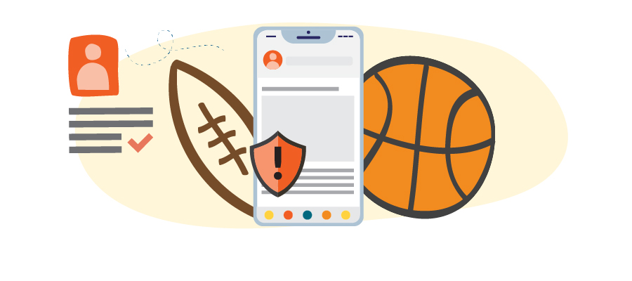 Phone with social media information and sports equipment