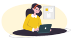 Clip art of lady on laptop