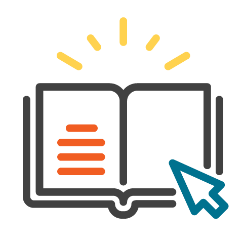 Book with clicking arrow icon